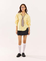 Butter Yellow Oversized Cropped Shirt